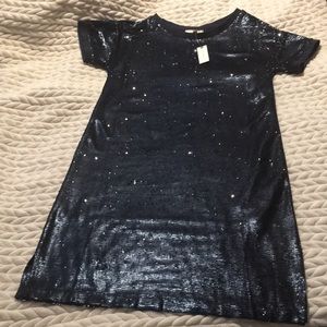 Moulinette Soeurs deep blue sequined shirt dress.